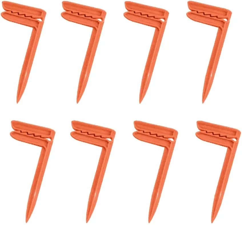 Outdoor Anchor Stakes, Beach Towel/Picnic Mat Anchor Clips Stakes, Pack of 8 (Orange)