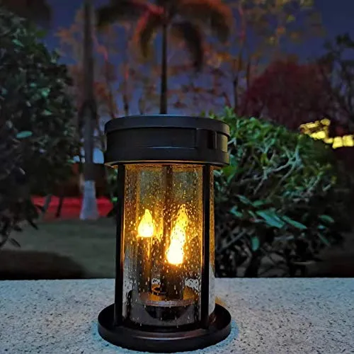 Outdoor Garden Courtyard Solar Stake Lights With Flickering Candlelight