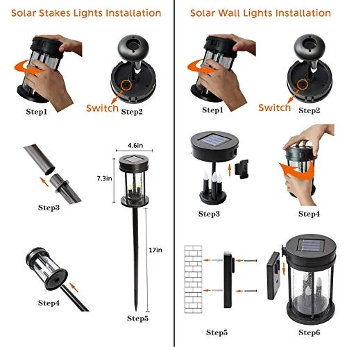 Outdoor Garden Courtyard Solar Stake Lights With Flickering Candlelight