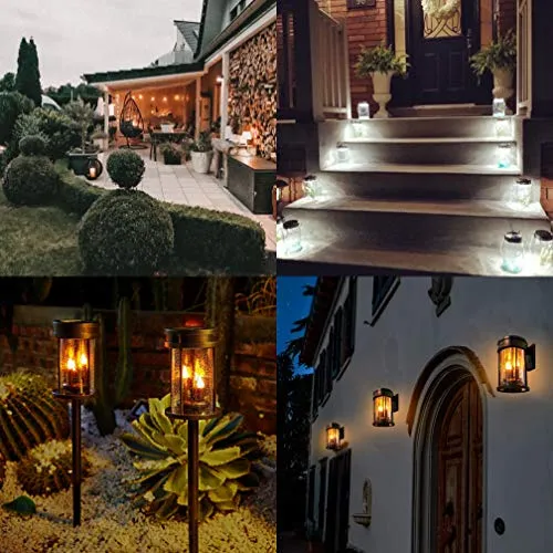 Outdoor Garden Courtyard Solar Stake Lights With Flickering Candlelight