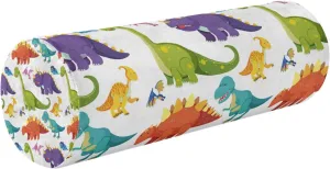 Oyihfvs Seamless Colorful Dinosaurs on White Round Memory Foam Pillow, Travel Pillow with Removable Washable Cover for Head Neck Legs Support 5.5 x 5.5 x 17 inch
