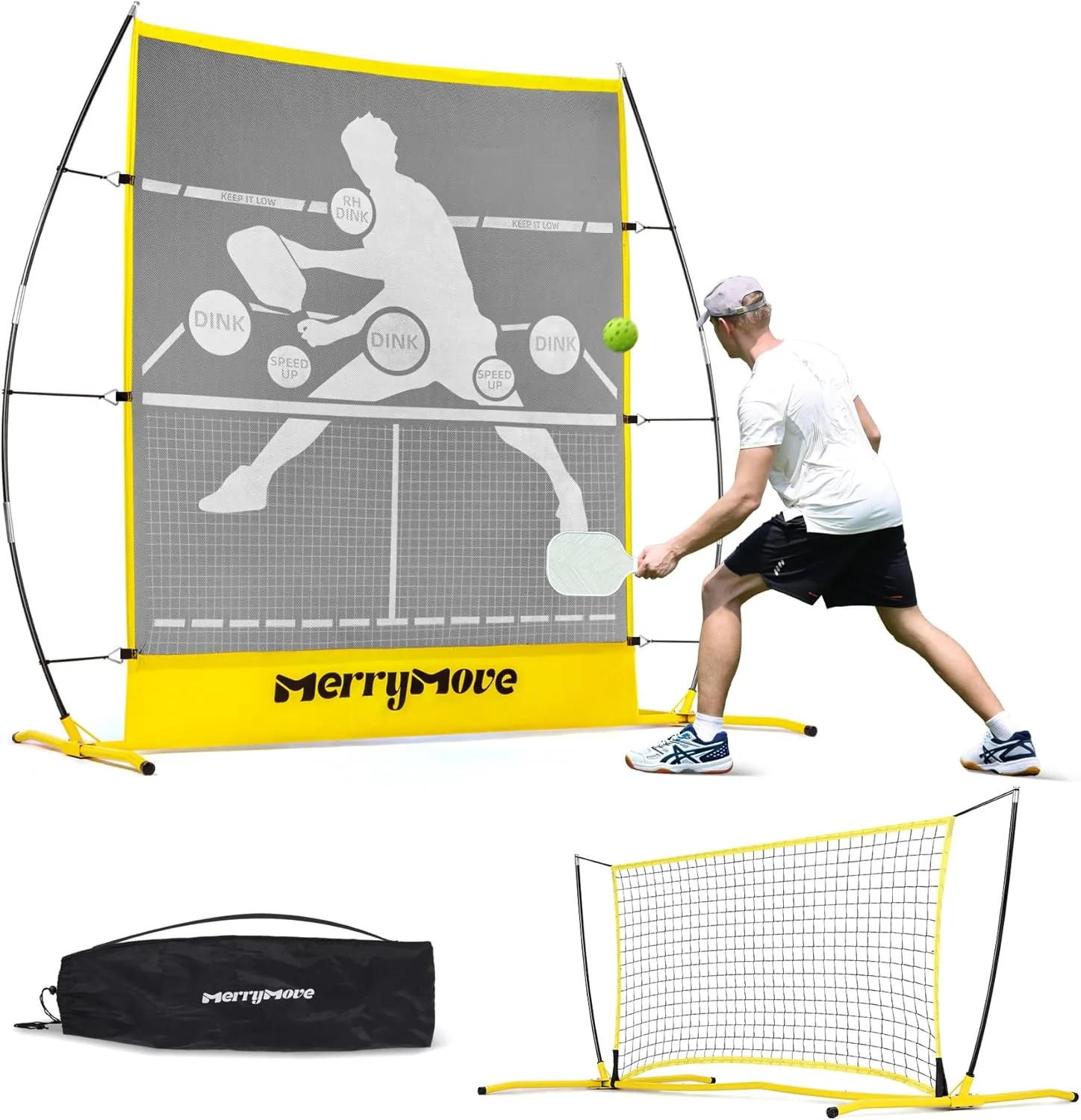 Pickleball Practice Rebounder Net: Pickleball Rebounder or 6FT Mini Pickleball Net Portable for Outdoor Driveway Backyard and Indoor Garage - 2in1 Trainer for Dink Volley Training
