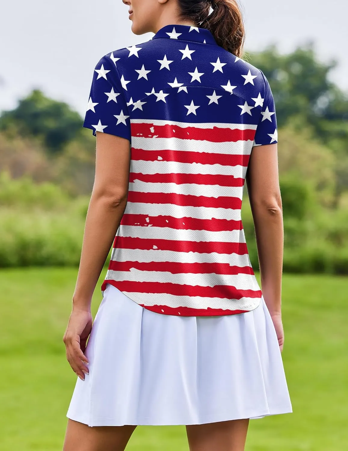 PINSPARK Womens Golf Shirt Zip Up Polo UPF 50  Sun Protection Collared Shirts Quick Dry Short Sleeve Tennis Athletic Top