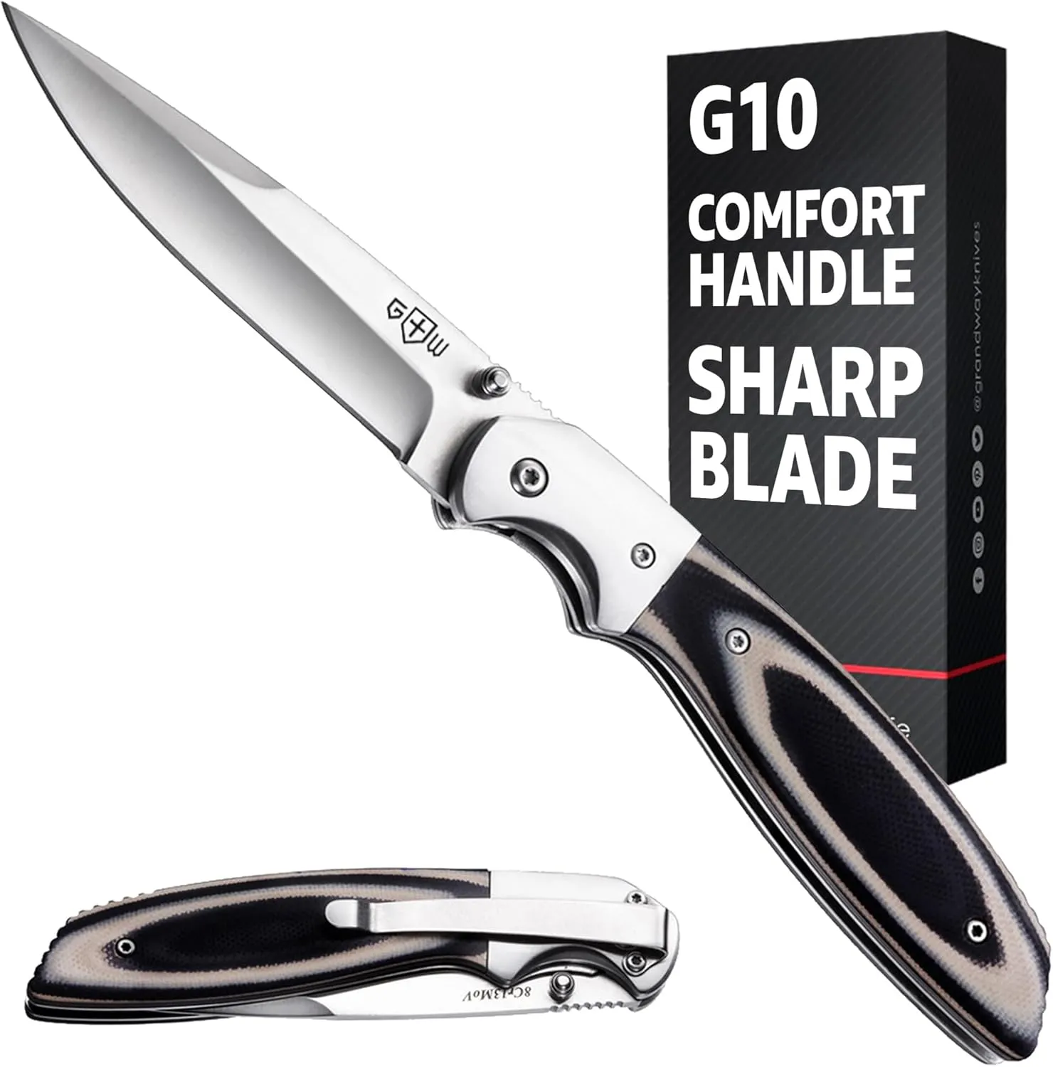 Pocket Knife for Men with G10 Handle - 3.9" 8Cr13MoV Sharp Blade - Folding Self Defense Knives with Pocket Clip - for Men Women Hunting Camping Military Tactical Survival Hiking Work EDC 04003