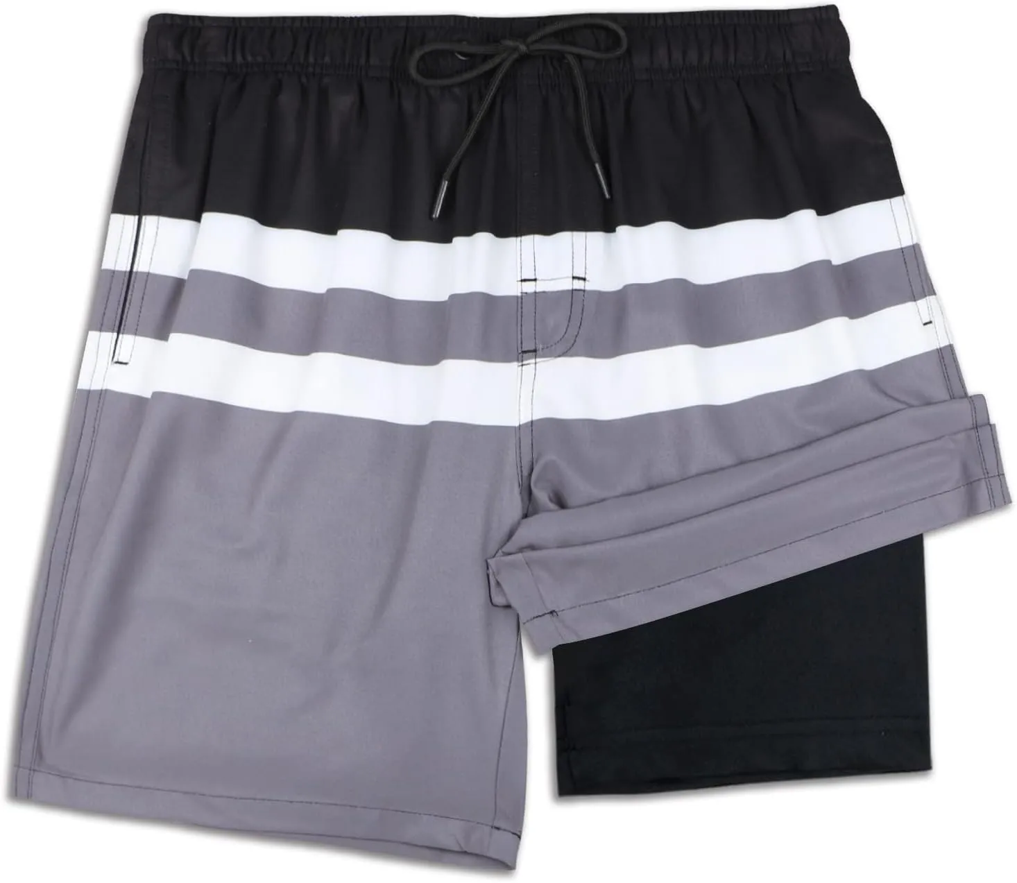 QRANSS Mens Swimming Trunks with Compression Liner 9'' Quick Dry Long Swim Shorts Swimwear Boardshorts with Boxer Brief Liner