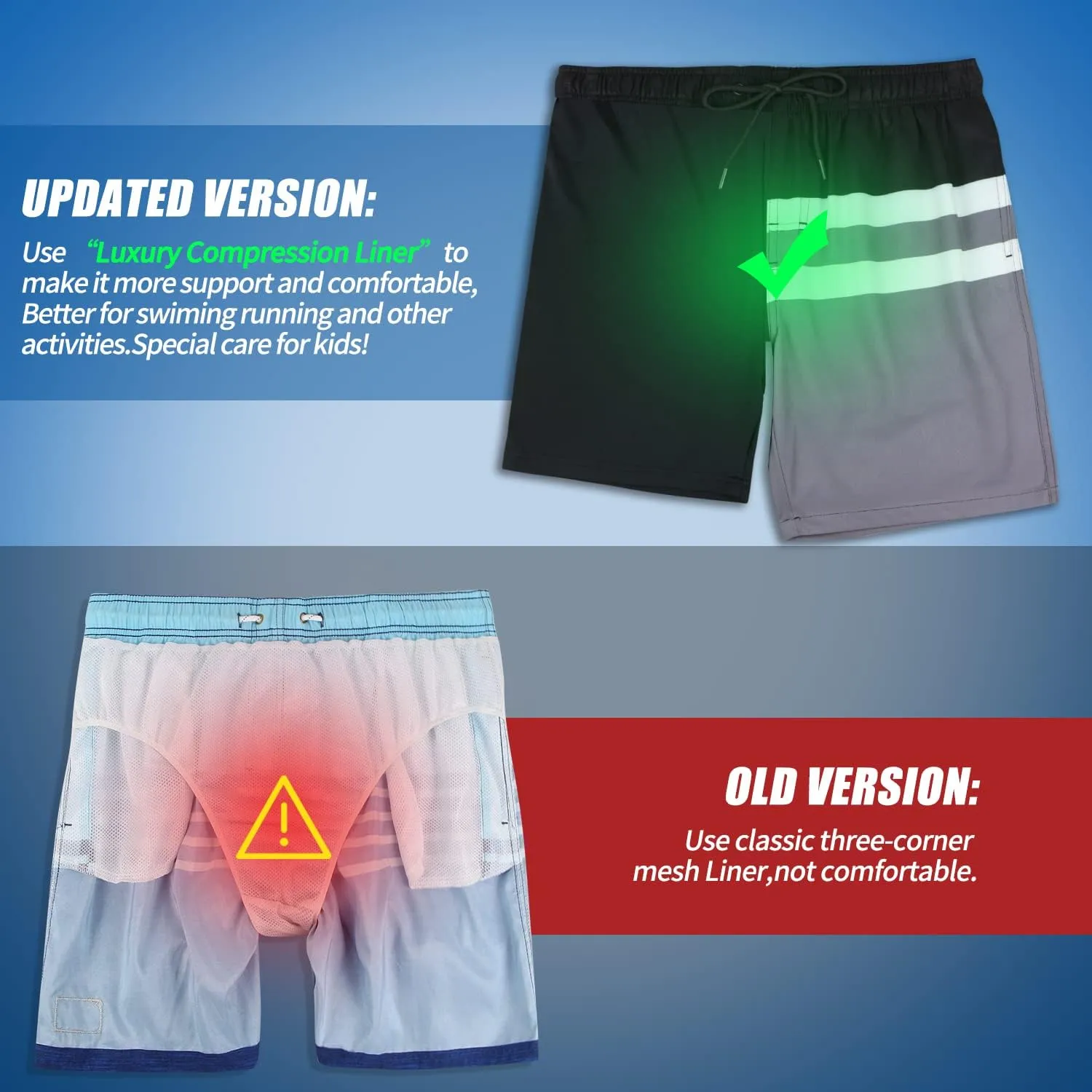 QRANSS Mens Swimming Trunks with Compression Liner 9'' Quick Dry Long Swim Shorts Swimwear Boardshorts with Boxer Brief Liner