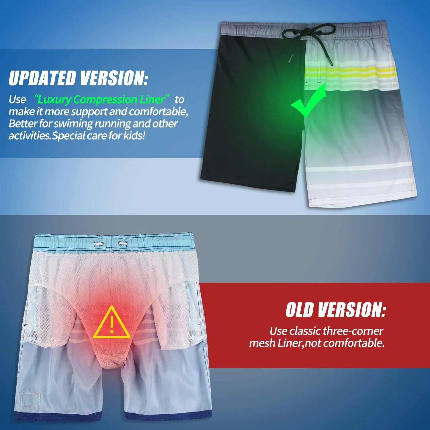 QRANSS Mens Swimming Trunks with Compression Liner 9'' Quick Dry Long Swim Shorts Swimwear Boardshorts with Boxer Brief Liner