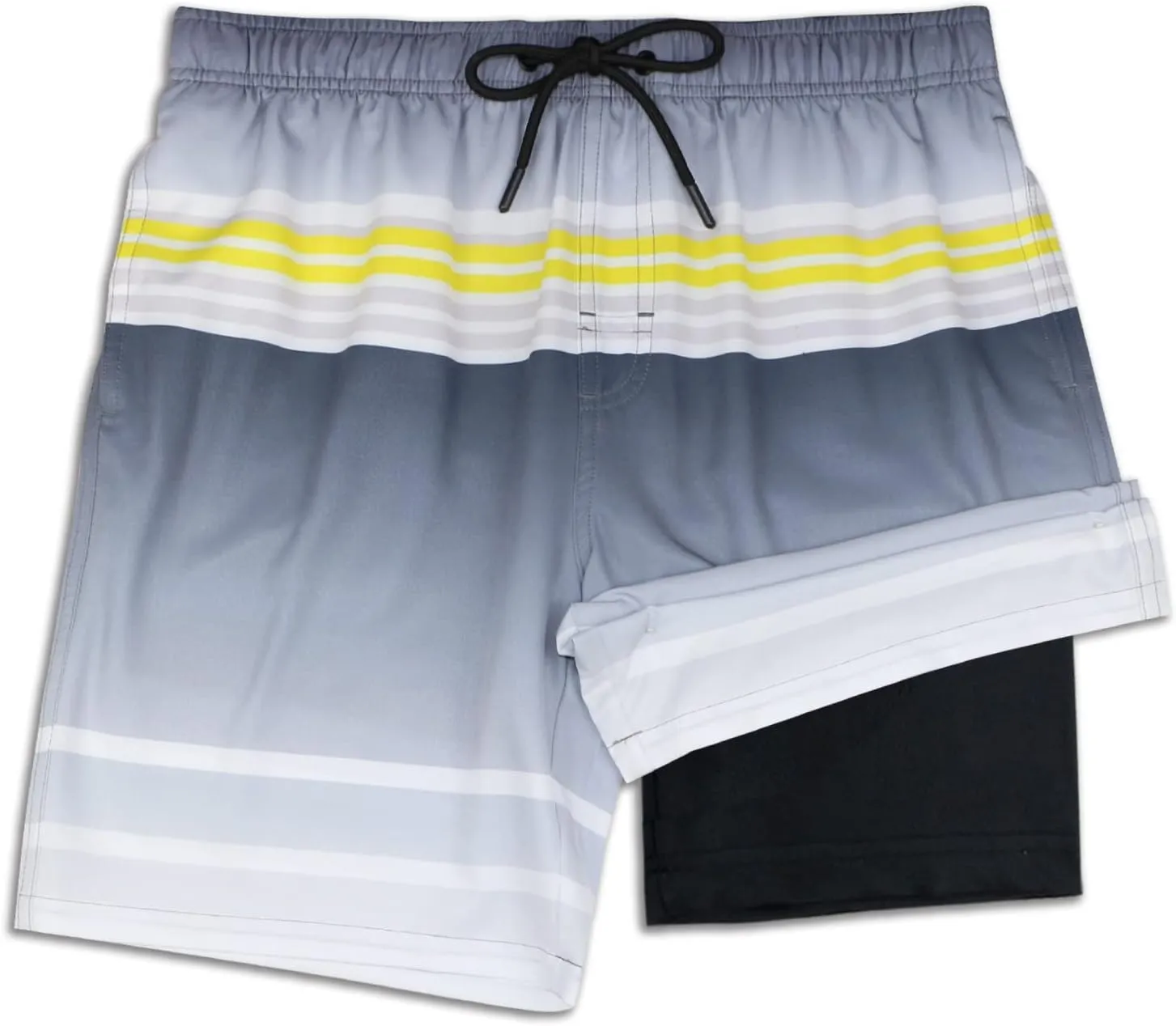 QRANSS Mens Swimming Trunks with Compression Liner 9'' Quick Dry Long Swim Shorts Swimwear Boardshorts with Boxer Brief Liner