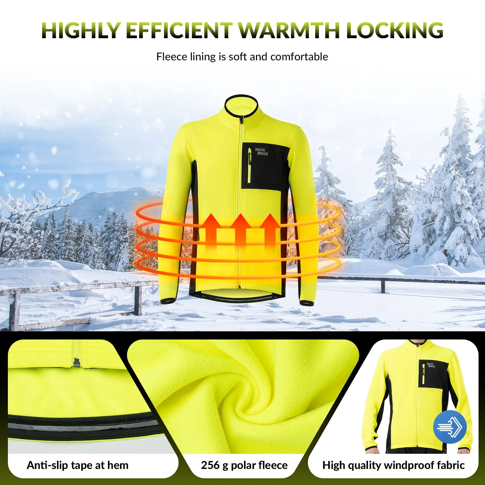 ROCKBROS Winter Windproof Thermal Cycling Jacket and Trousers Set
