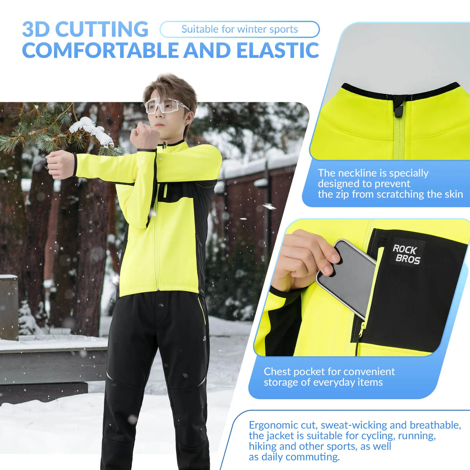 ROCKBROS Winter Windproof Thermal Cycling Jacket and Trousers Set