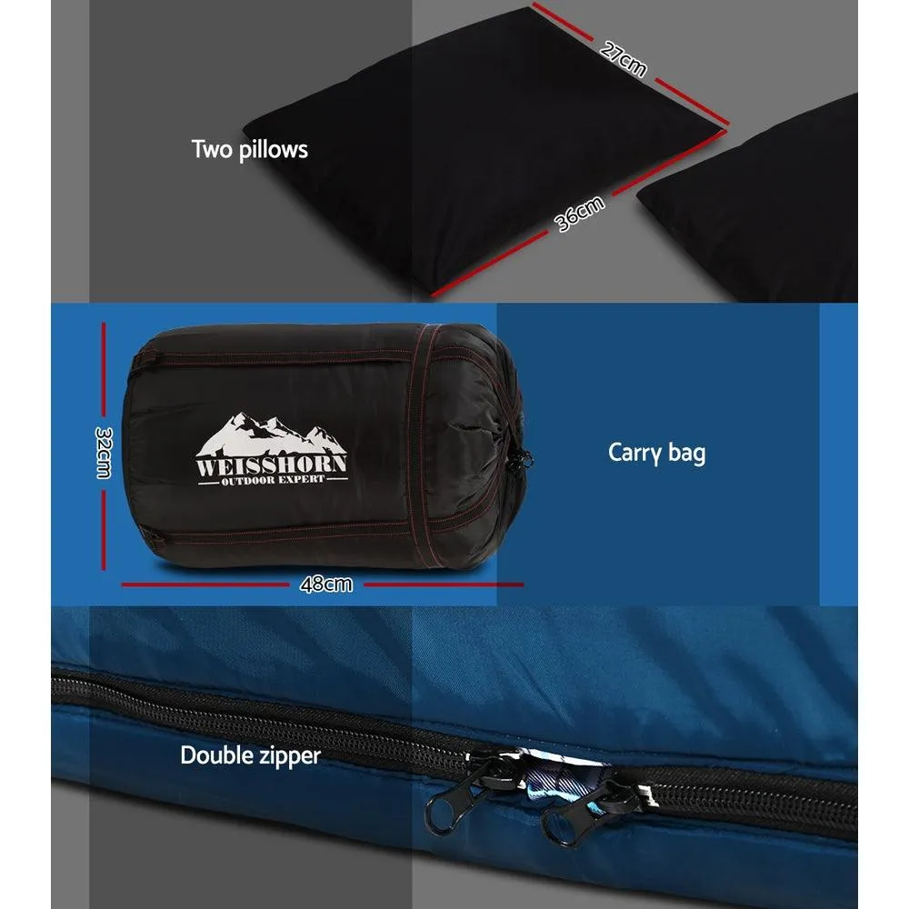 Sleeping Bag Double Camping Hiking -10°C to 15°C - Navy