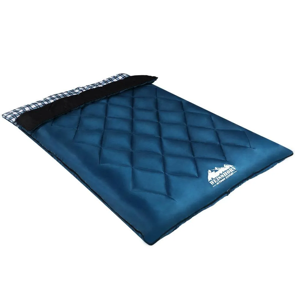 Sleeping Bag Double Camping Hiking -10°C to 15°C - Navy