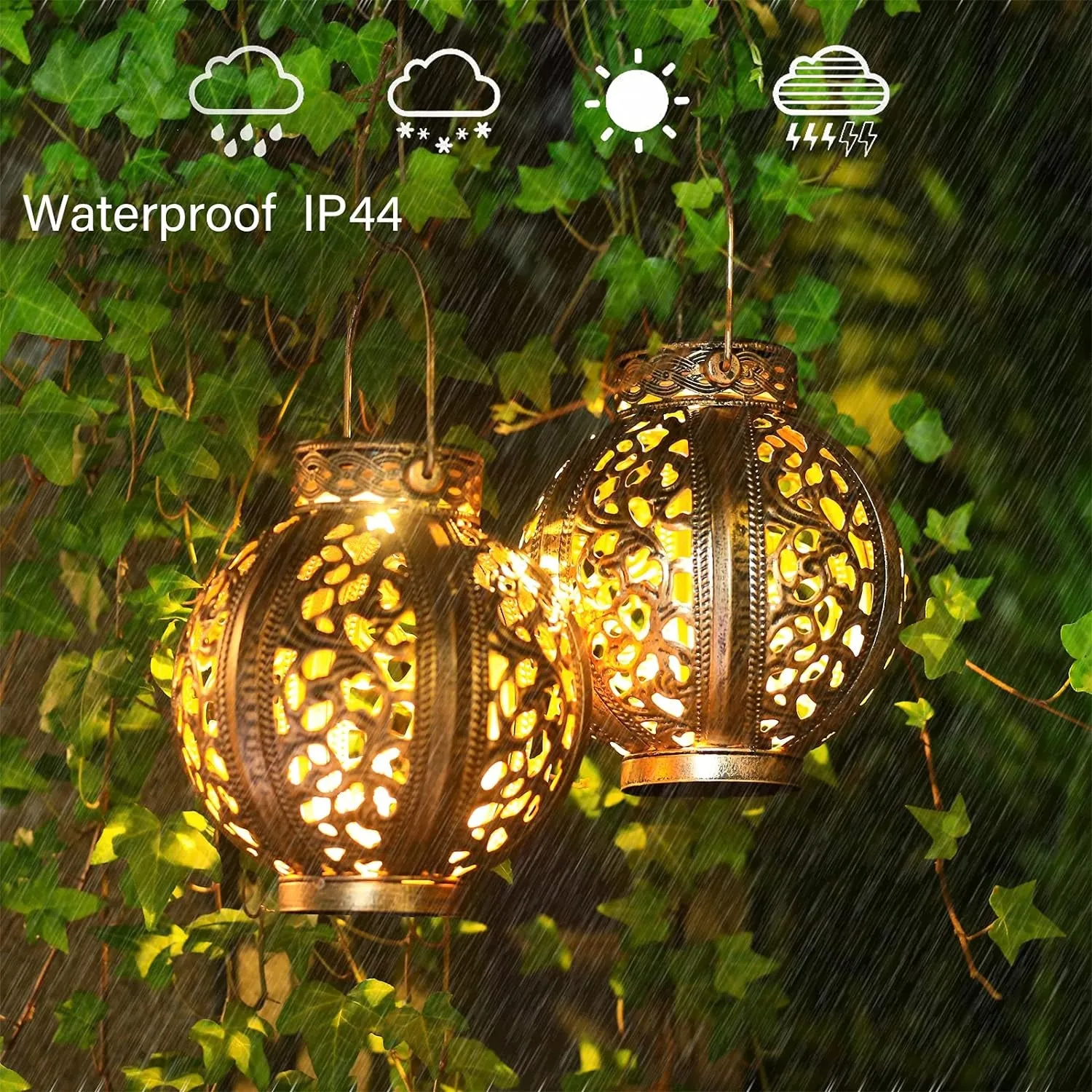 Solar Lanterns Outdoor Waterproof Solar Lights Outdoor Hanging Solar Lanterns 2 Pack for Garden Decor