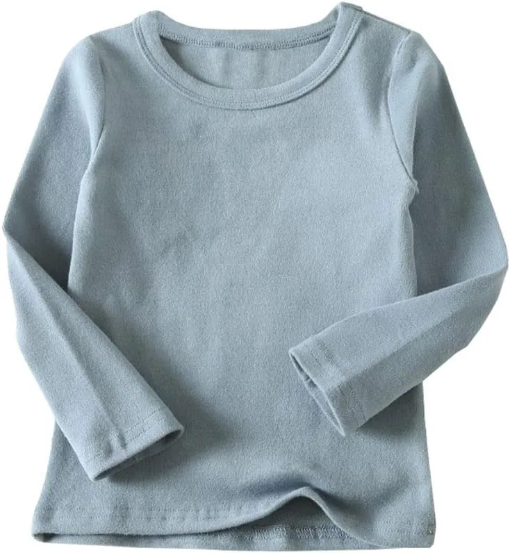 Toddler Boys Girls Thermal Underwear Long Sleeve T-shirt Leggings 2Pcs Kids Winter Base Layer Set, 12Months-8Years