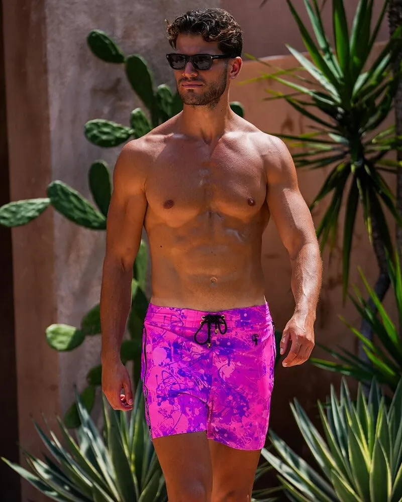 Tucann Men's Trunks 5" Compression Liner Quick Dry Zipper Pocket Chlorine Resistan 4 Way Stretch Printed Swim Shorts