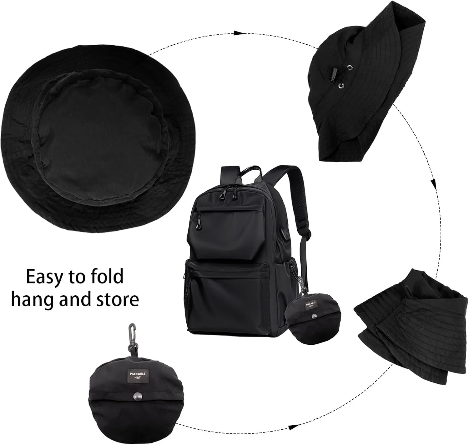 Waterproof Bucket Rain Hat with Chin Strap Quick Dry Outdoor Bucket Hats for UV Protection Boonie Sun Hat Men Women