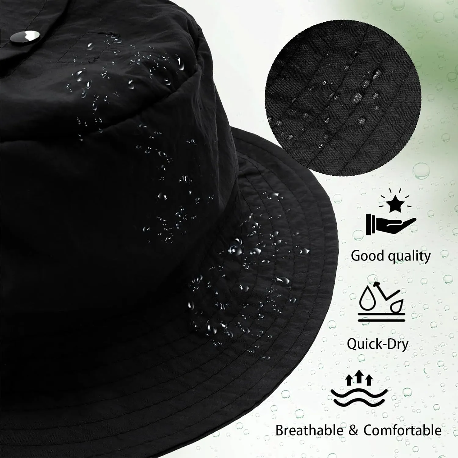 Waterproof Bucket Rain Hat with Chin Strap Quick Dry Outdoor Bucket Hats for UV Protection Boonie Sun Hat Men Women