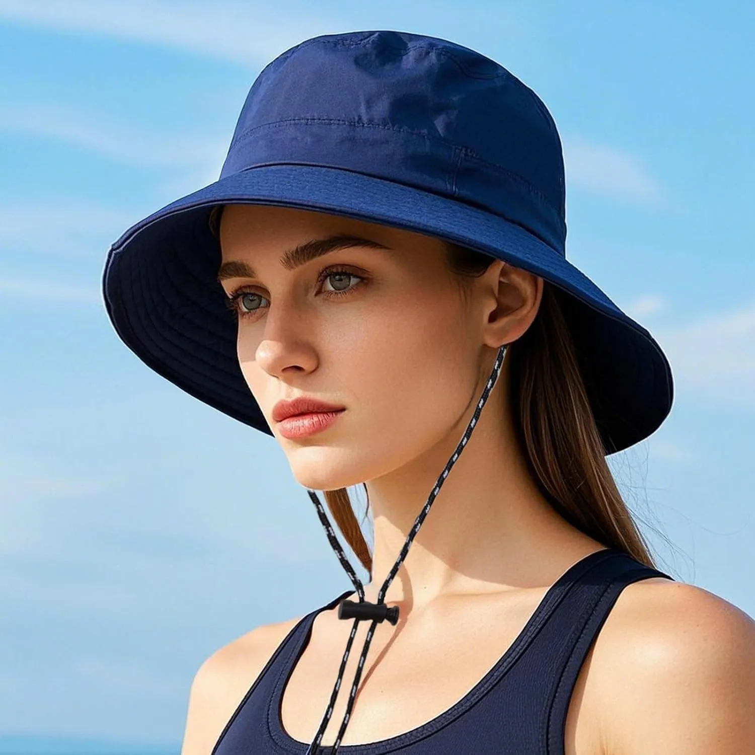 Waterproof Bucket Rain Hat with Chin Strap Quick Dry Outdoor Bucket Hats for UV Protection Boonie Sun Hat Men Women