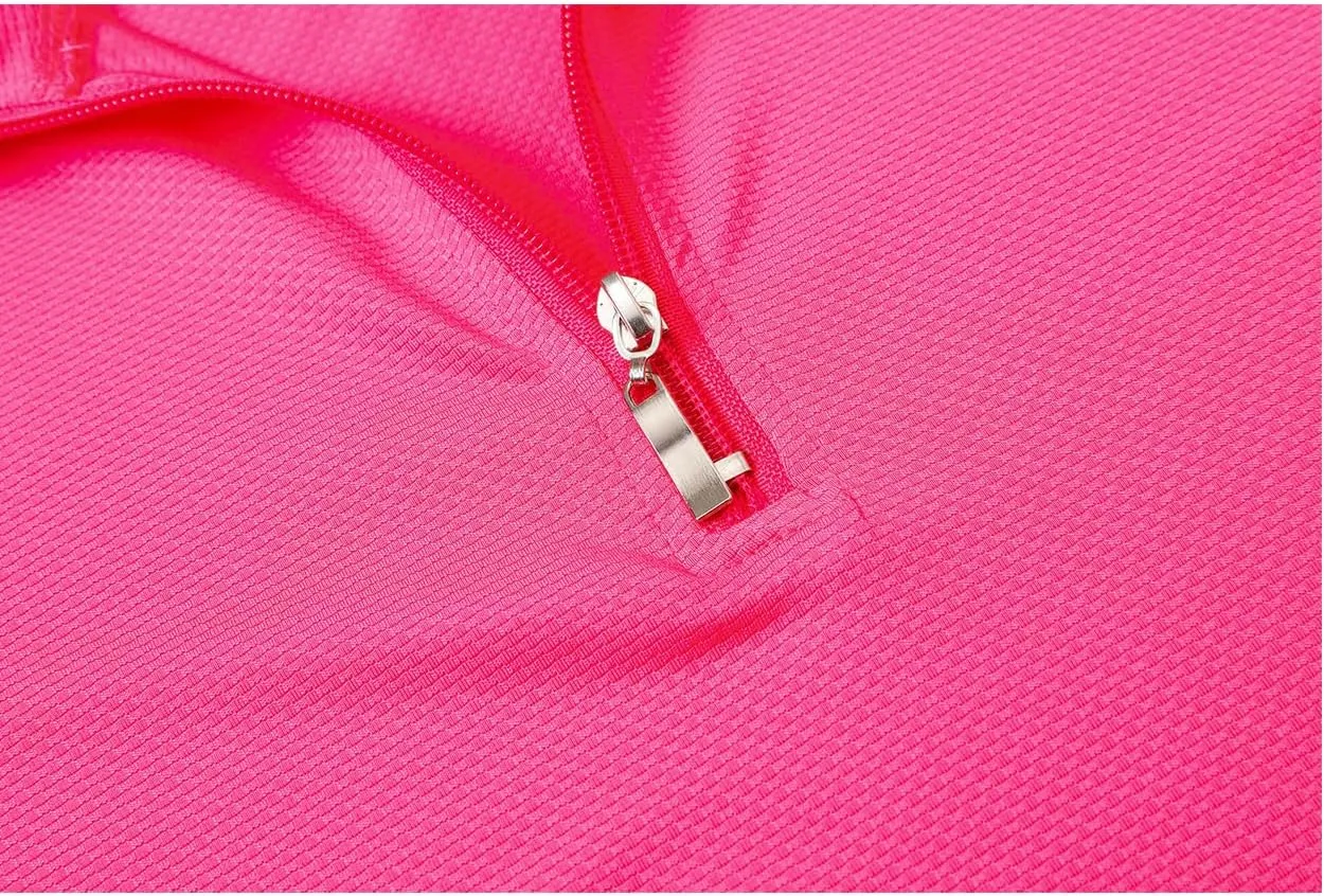 Womens Golf Shirts Long Sleeve Workout Tops Zip Up Tennis Polo Shirts