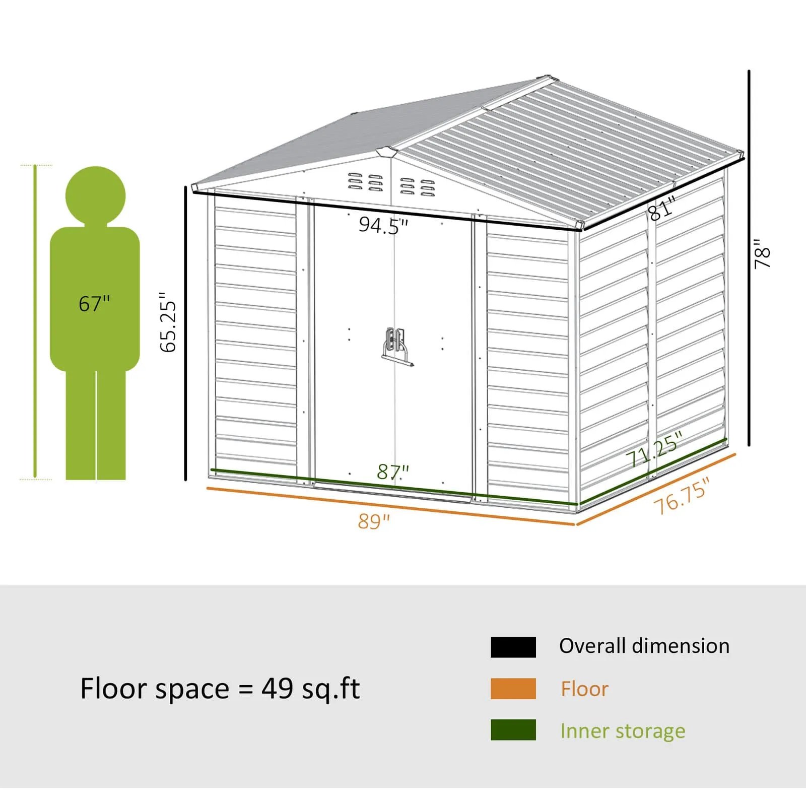 Wooden Style Outdoor Metal Storage Shed