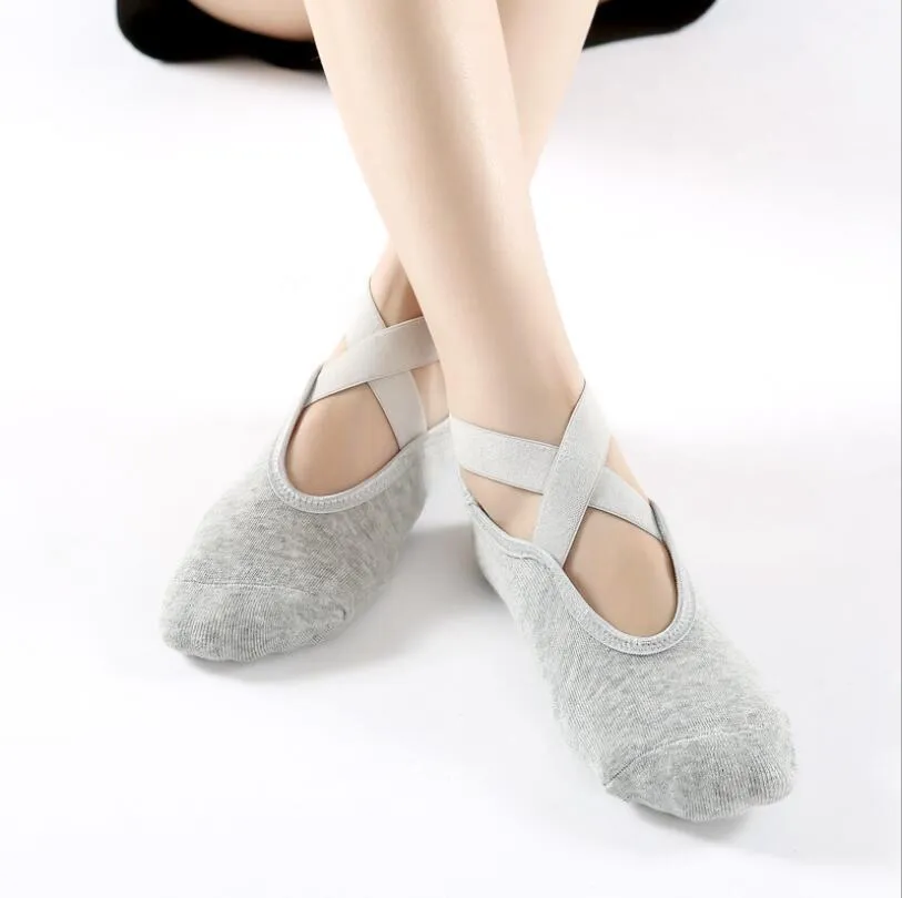 Yoga Socks for Women Non-Slip Grips & Straps, Bandage Cotton Sock